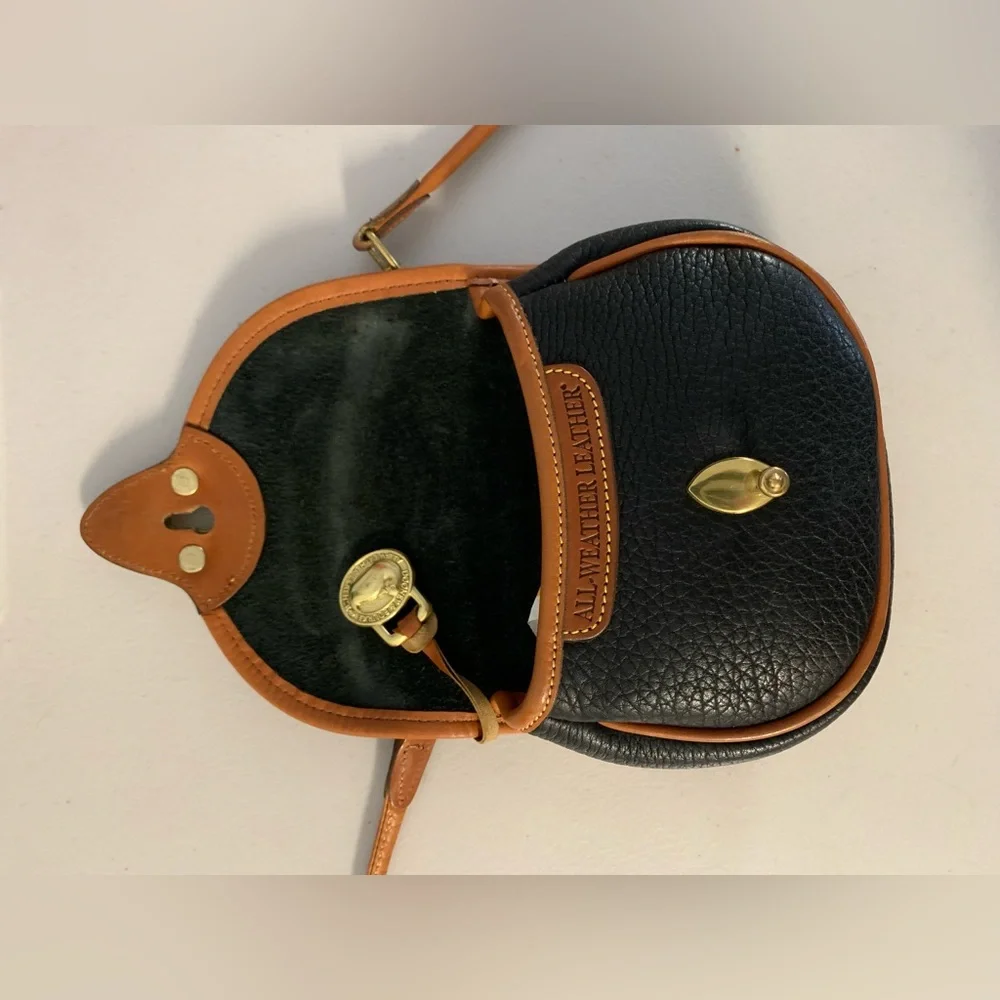 Dooney & Bourke VTG Cavalry Leather Mini Belt Bag /Crossbody Bag Black Brown AWL - Picture 7 of 10